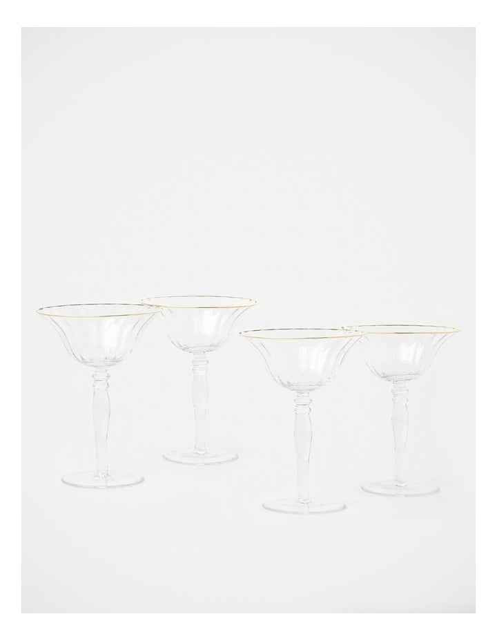 Gabrielle Martini Glass Set of 4 Gold Rib in Clear