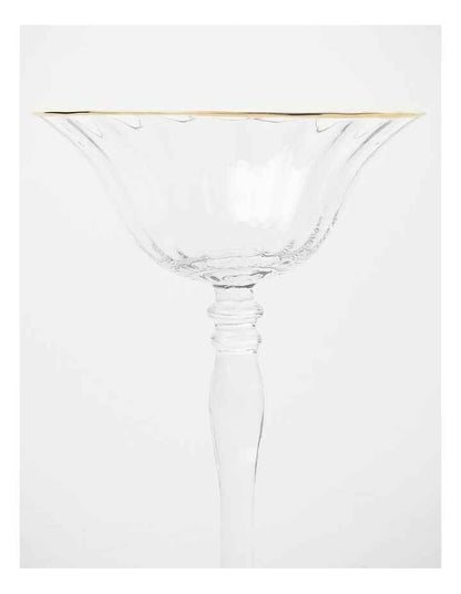 Gabrielle Martini Glass Set of 4 Gold Rib in Clear