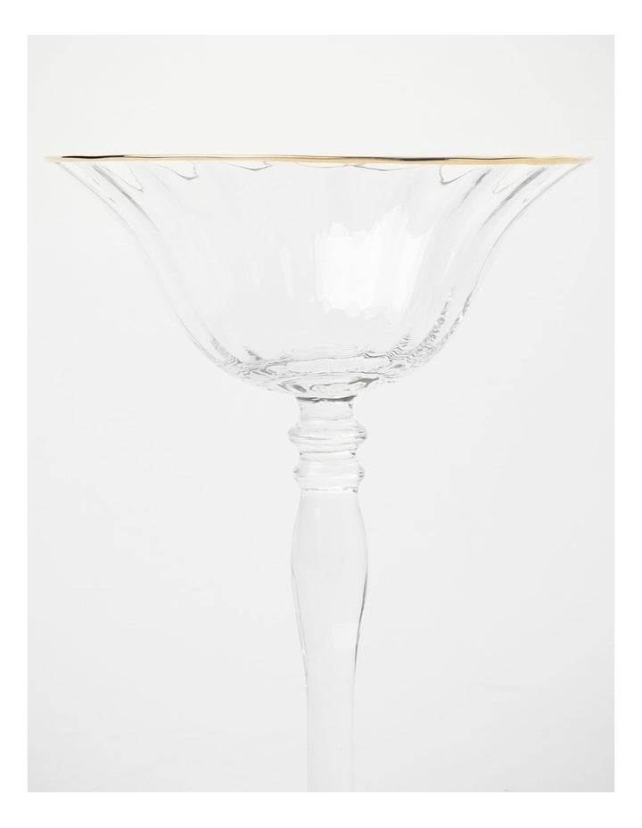 Gabrielle Martini Glass Set of 4 Gold Rib in Clear
