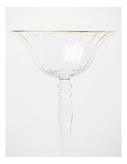 Gabrielle Martini Glass Set of 4 Gold Rib in Clear