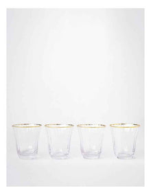 Gabrielle Tumbler Set of 4 Gold Rib in Clear