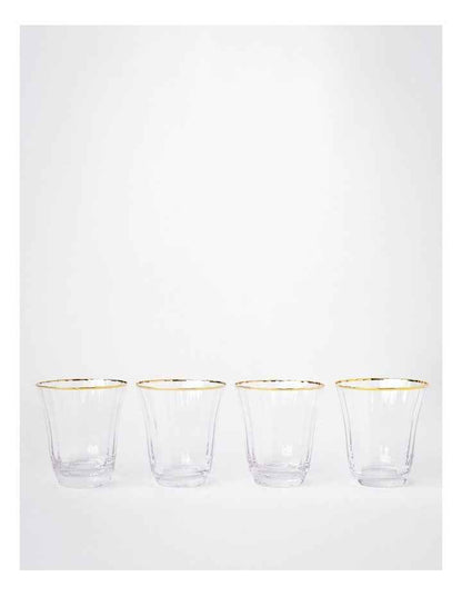 Gabrielle Tumbler Set of 4 Gold Rib in Clear