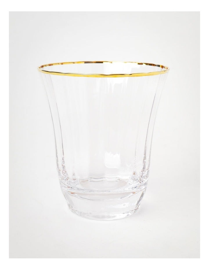 Gabrielle Tumbler Set of 4 Gold Rib in Clear