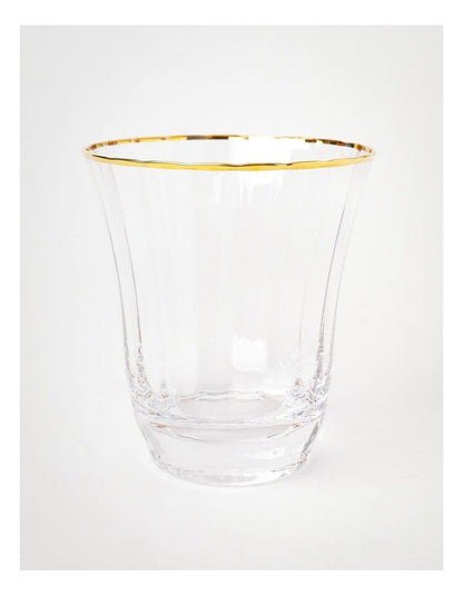 Gabrielle Tumbler Set of 4 Gold Rib in Clear