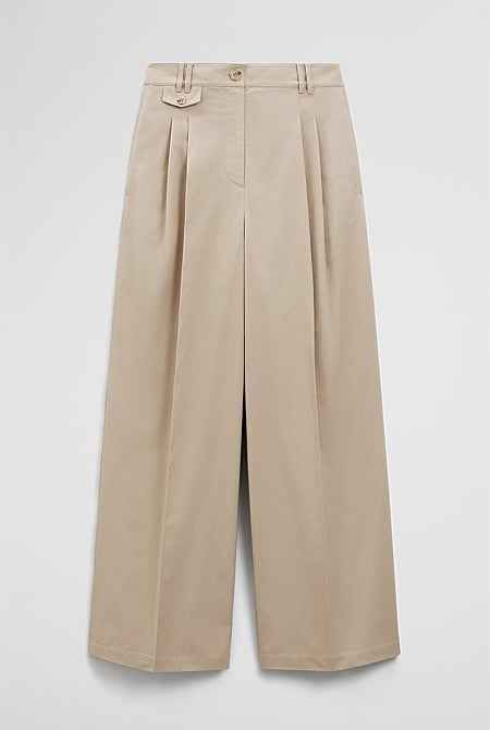 Cotton Blend Pleat Front Pant