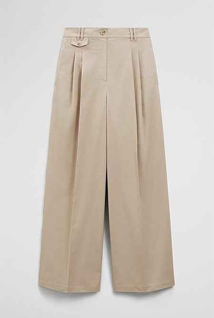 Cotton Blend Pleat Front Pant