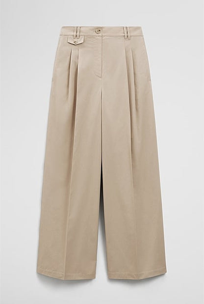 Cotton Blend Pleat Front Pant