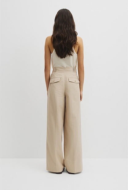 Cotton Blend Pleat Front Pant