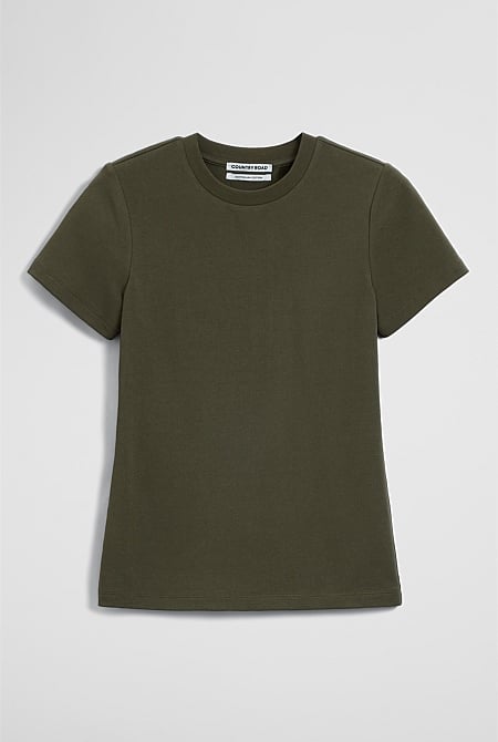 Australian Cotton Blend Fitted T-Shirt