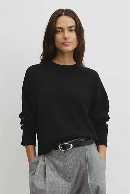 Cotton Linen Crew Neck Knit