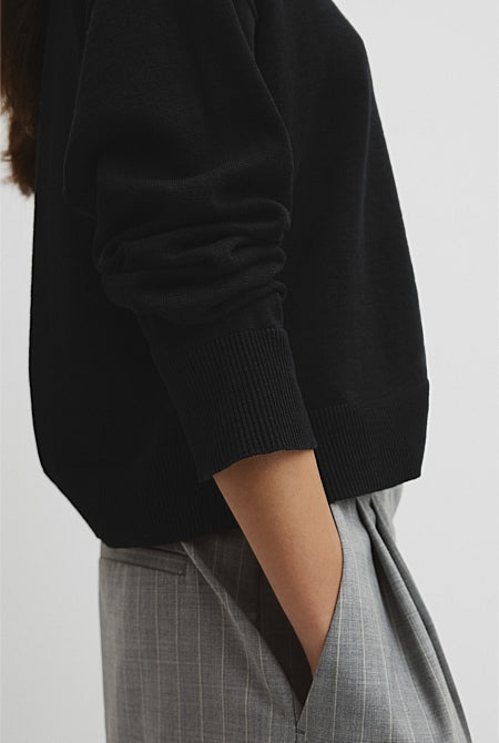 Cotton Linen Crew Neck Knit