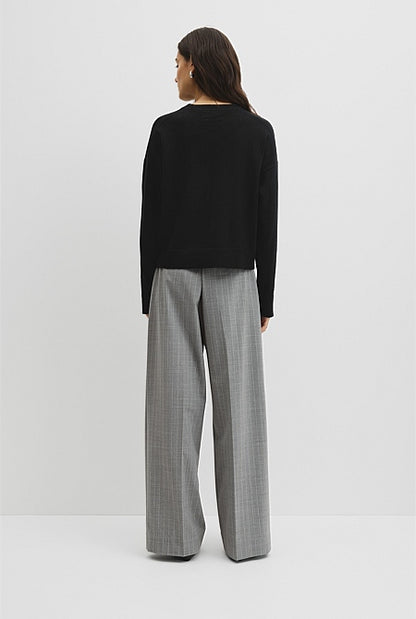 Cotton Linen Crew Neck Knit