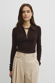 Merino Wool Silk Blend Collared Knit