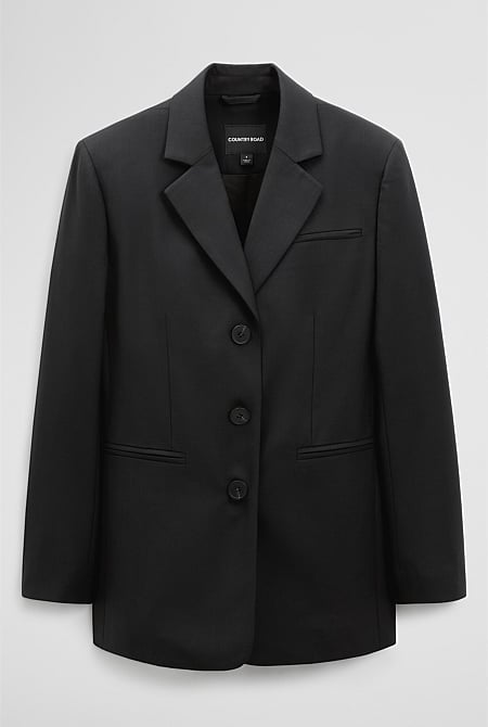 Wool Blend Tailored Blazer