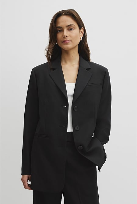 Wool Blend Tailored Blazer