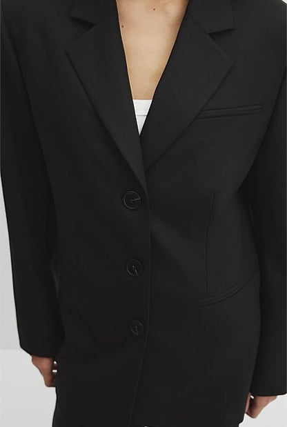 Wool Blend Tailored Blazer