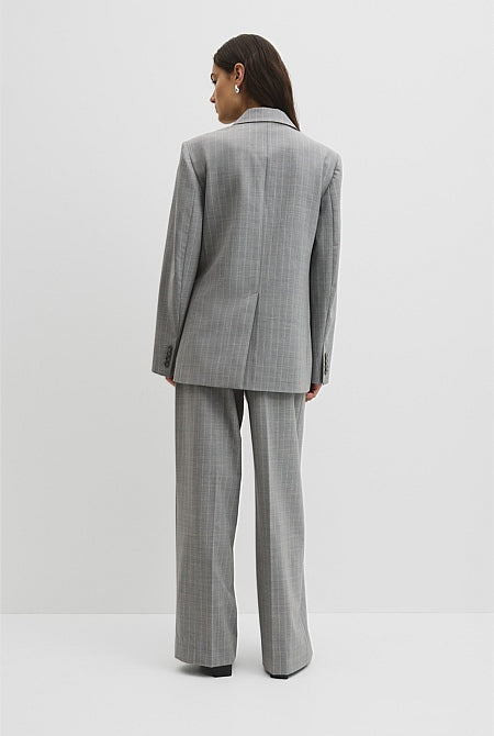 Wool Blend Pinstripe Classic Blazer