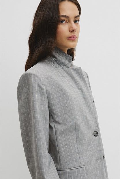 Wool Blend Pinstripe Classic Blazer
