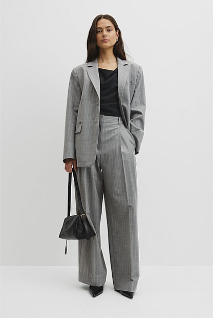 Wool Blend Pinstripe Classic Blazer