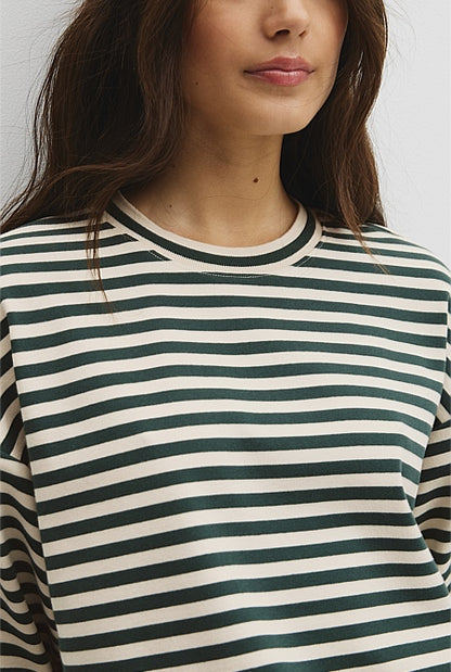 Australian Cotton Blend Stripe Boxy T-Shirt