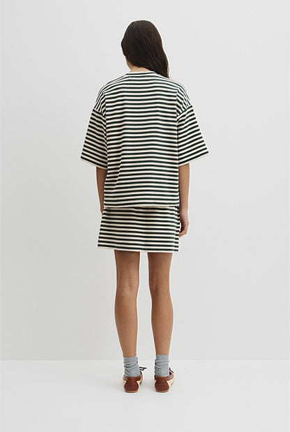 Australian Cotton Blend Stripe Boxy T-Shirt