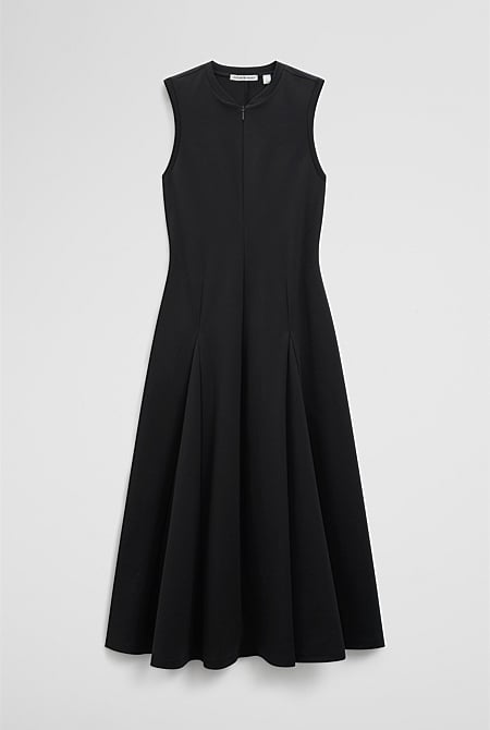 Panel Zip Neck Ponte Dress