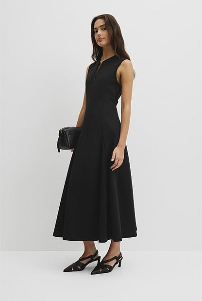 Panel Zip Neck Ponte Dress