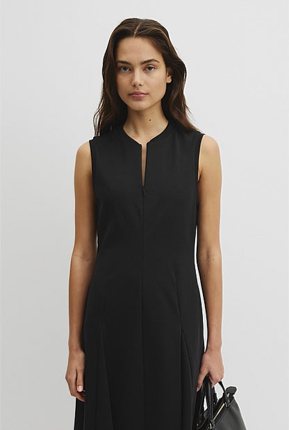 Panel Zip Neck Ponte Dress