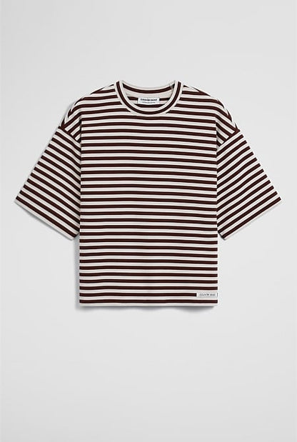 Australian Cotton Blend Stripe Boxy T-Shirt