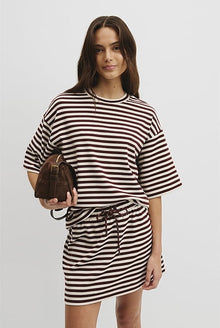 Australian Cotton Blend Stripe Boxy T-Shirt