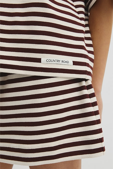 Australian Cotton Blend Stripe Boxy T-Shirt