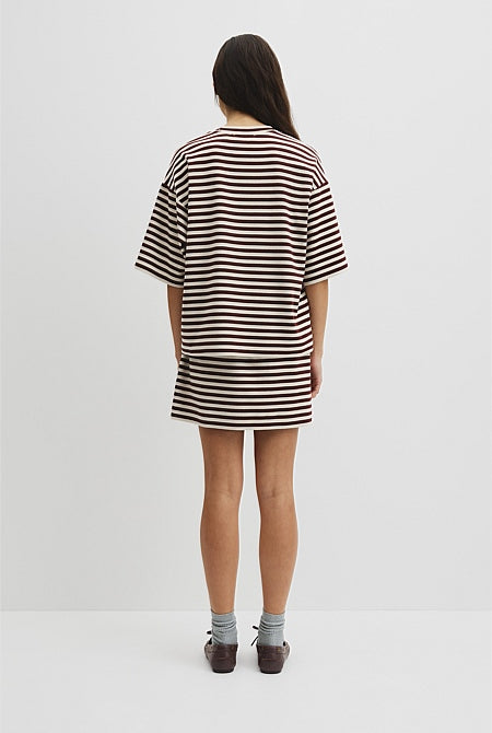Australian Cotton Blend Stripe Boxy T-Shirt