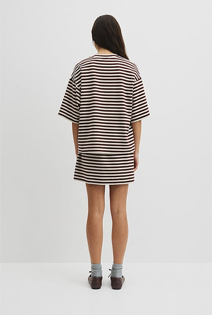 Australian Cotton Blend Stripe Boxy T-Shirt