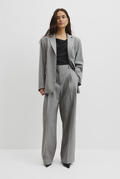 Wool Blend Tailored Pinstripe Pant