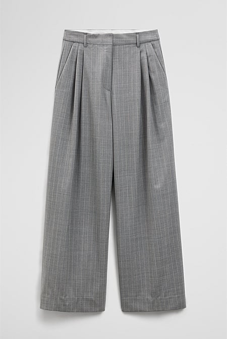 Wool Blend Tailored Pinstripe Pant