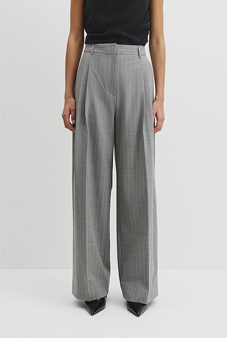 Wool Blend Tailored Pinstripe Pant