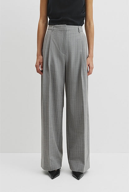 Wool Blend Tailored Pinstripe Pant