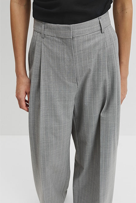 Wool Blend Tailored Pinstripe Pant