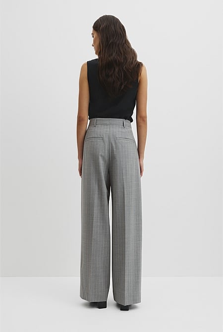 Wool Blend Tailored Pinstripe Pant