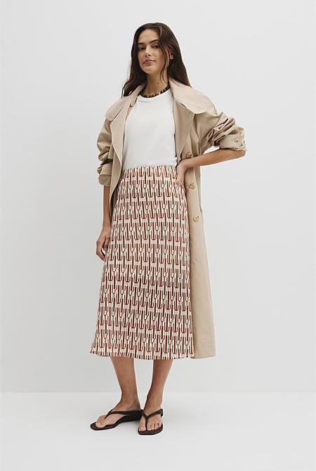 Print Bias Midi Skirt