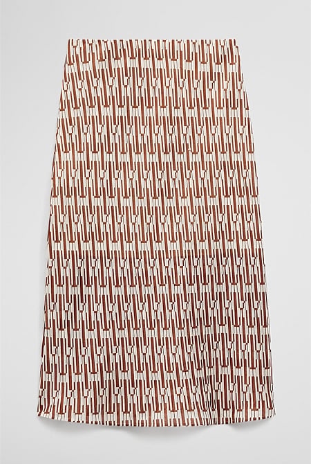 Print Bias Midi Skirt