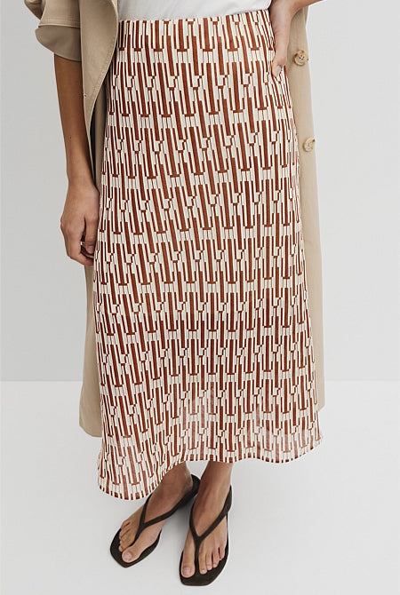 Print Bias Midi Skirt