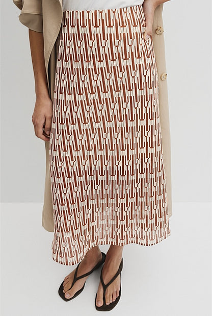 Print Bias Midi Skirt