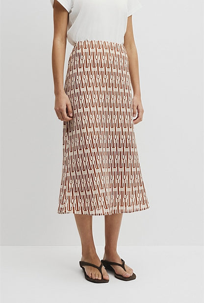 Print Bias Midi Skirt