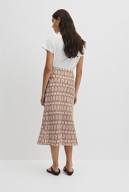 Print Bias Midi Skirt