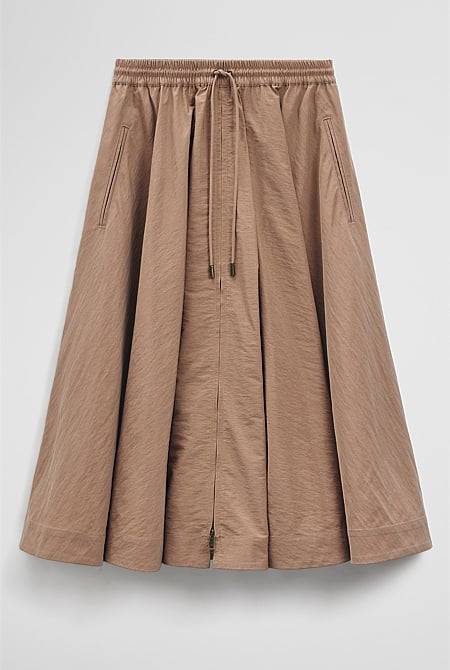 Parachute Midi Zip Skirt