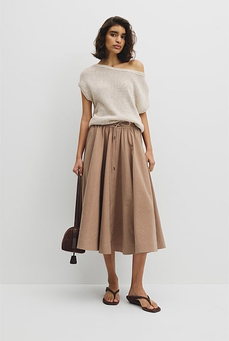 Parachute Midi Zip Skirt