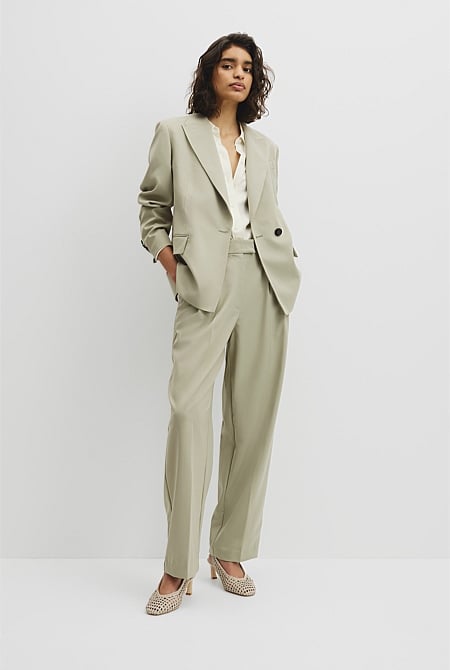 Wool Blend Wrap Blazer