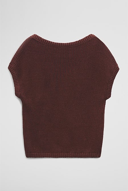 Organically Grown Cotton Asymmetric Tape Knit T-Shirt