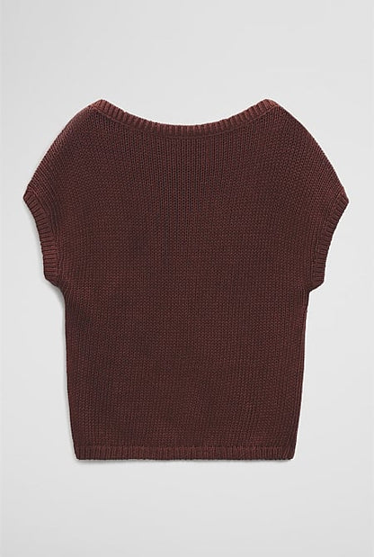 Organically Grown Cotton Asymmetric Tape Knit T-Shirt